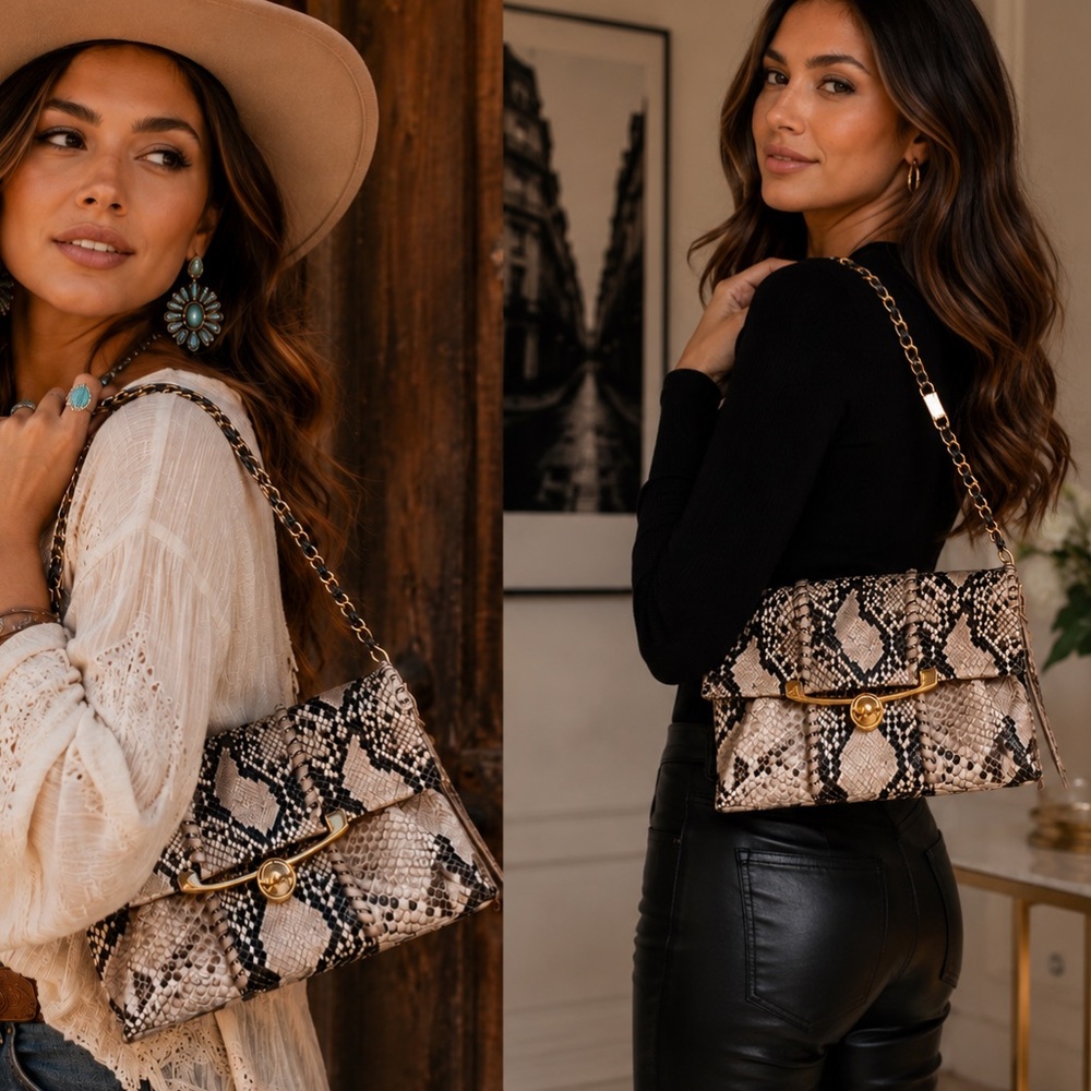 Stuart Weitzman Snake Print Shoulder Bag / Clutch